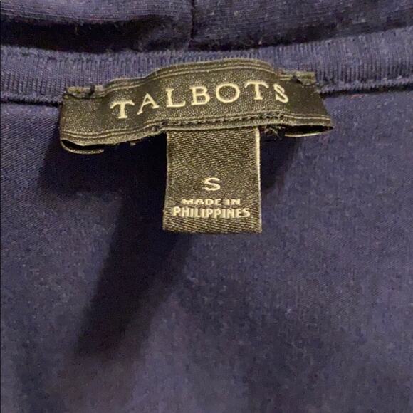 Women Talbots Navy Rayon Blend V-Neck with 3/4 Sleeves Small - Picture 5 of 6